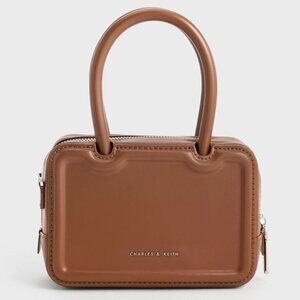 Charles & Keith - Perline Elongated Top Handle Bag (Choco)